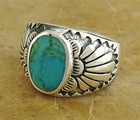 Ring size 9 style# r1665 Thick Mens .925 Sterling Silver Turquoise