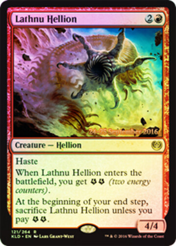 1x Lathnu Hellion - Foil - Prerelease Promo MTG - Kaladesh - Light Play