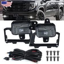 LED Fog Light Lamp w/Switch Wiring Bezel Frame Set For GMC Sierra 1500 2022-2024