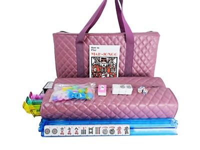 C&H Solutions American Mahjong Set,Mahjong Tiles Set,Pink PU Carrying Bag