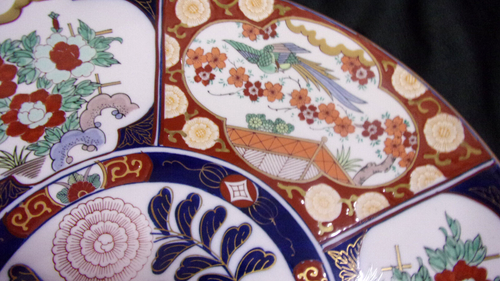 Vintage GOLD IMARI HAND PAINTED LARGE 18"~6 PANEL CHARGER PLATTER - Picture 6 of 14