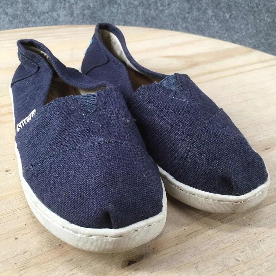 Zapatos Toms Juveniles 1 Alpargata Sin Cordones Planos Azul Lona Redondos Clásicos 10010532 Foto 3 de 4