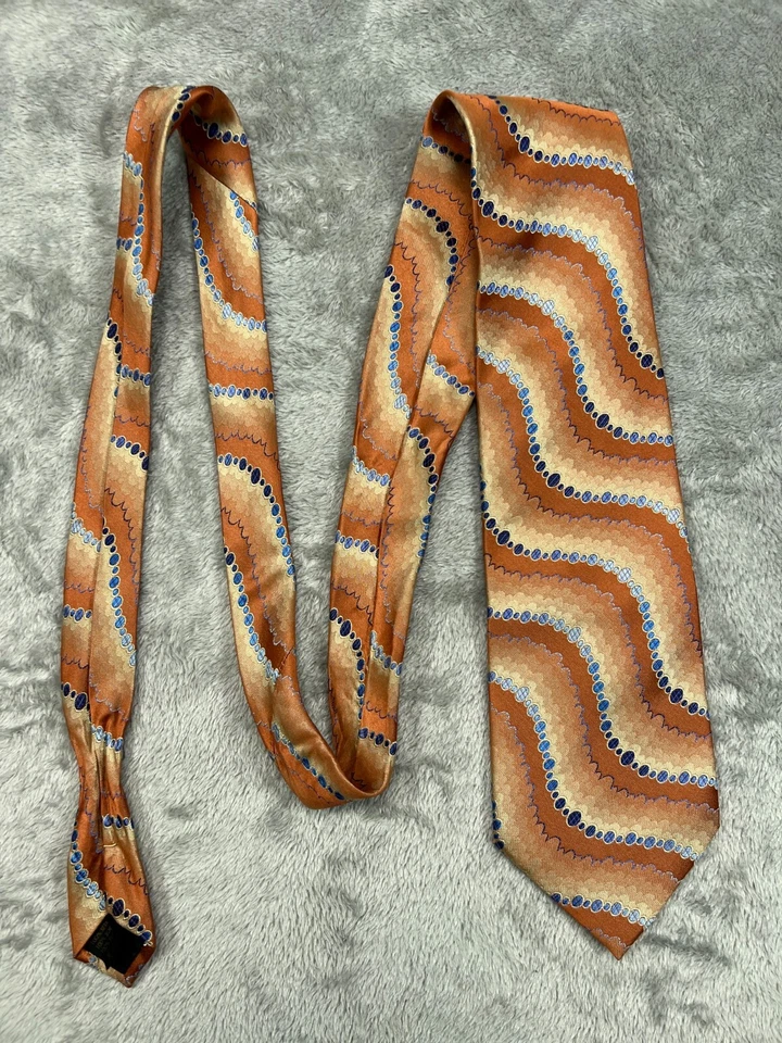 Corbata Farentino Ferre 100 % seda hecha a mano Italia naranja ancho clásico para hombre Foto 4 de 4