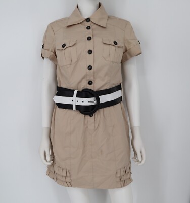 bebe shirt dress White Silk Puff Sleeve Bow Dress