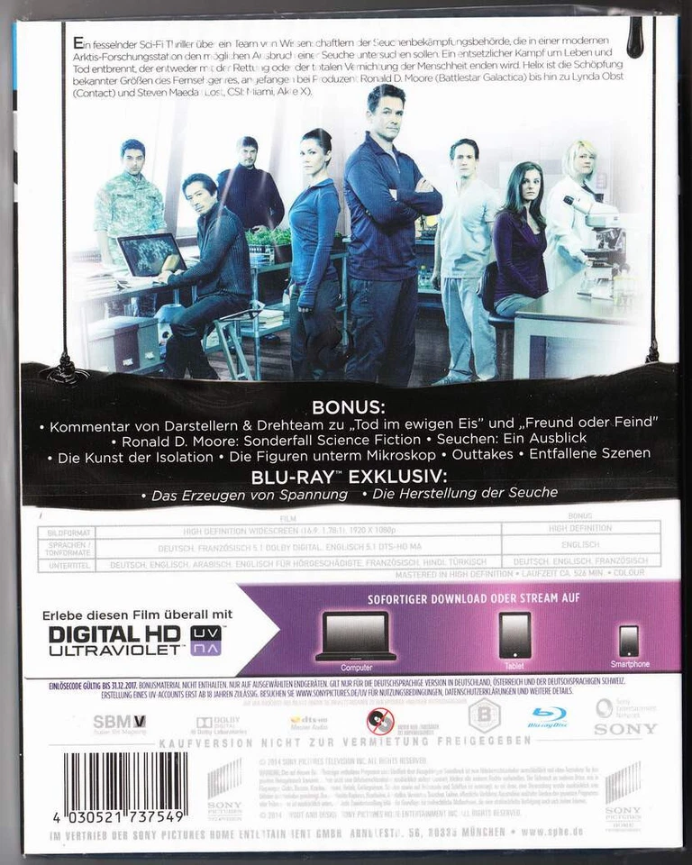 "HELIX" - Komplette Staffel 1 - SciFi Thriller - 3 Disc BLU RAY im Pappschuber - Bild 2 von 2