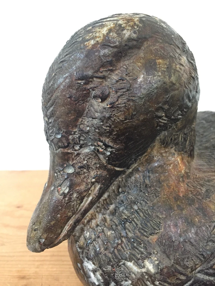 Vtg Fiberglass Resin Brown Duck Decoy Garden Yard Decor Lawn Ornament Statue - Image 4 of 4