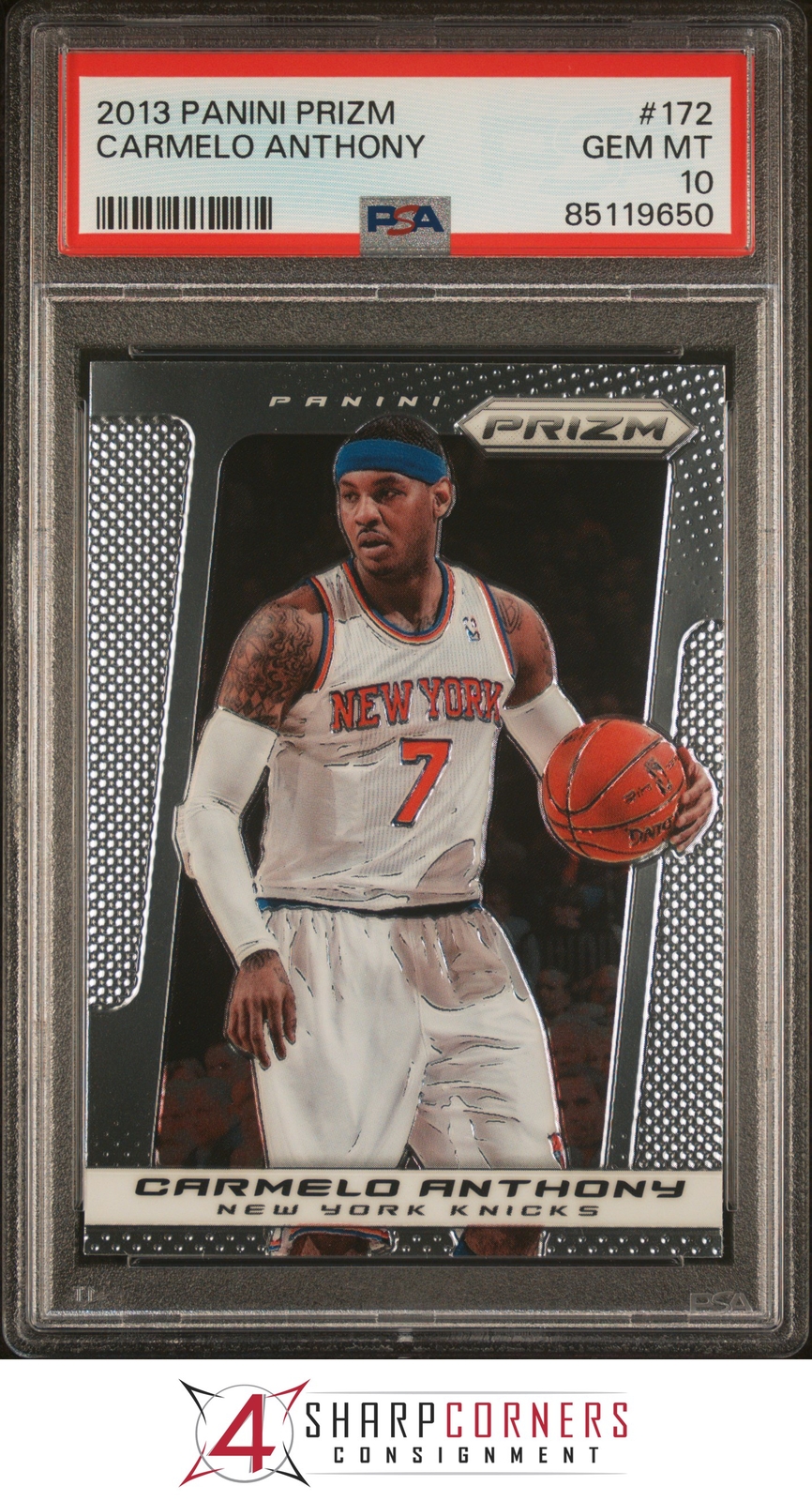 2013 PANINI PRIZM #172 CARMELO ANTHONY KNICKS PSA 10 K3835238-650