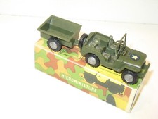 POLITOYS, jeep willys militaire avec remorque et sodat assis