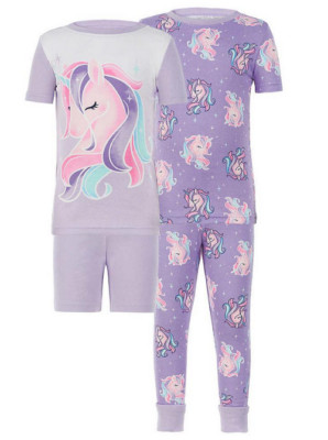 Kirkland Signature Kids' 4-PC Cotton PJ Set (Unicorn Lavender Multi -4T)NWT