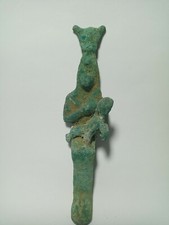 GODDESS ISIS QUEEN GOOD Health Ancient Egyptian Green Bronze Nursing Horus 