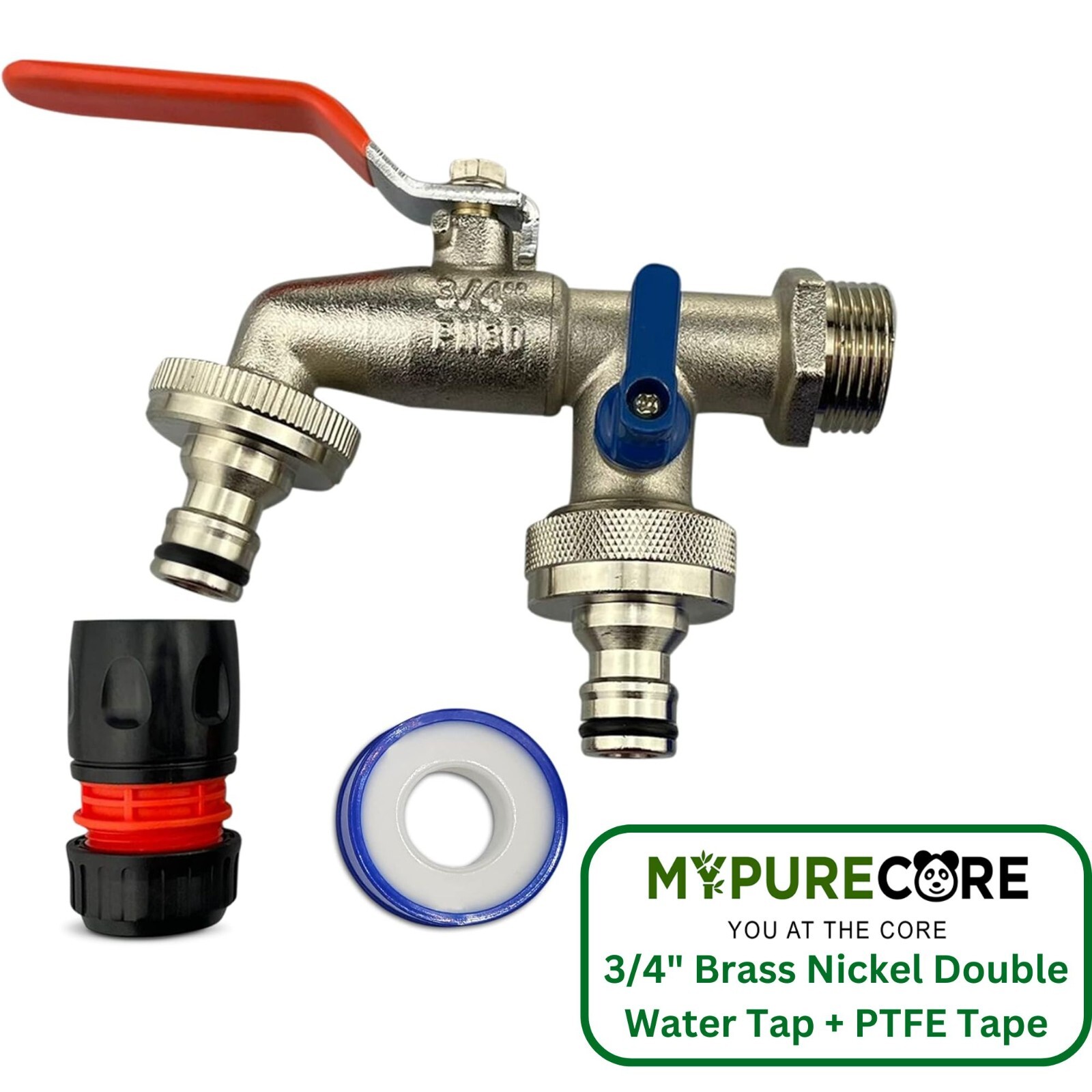 Double Water Tap Brass Nickel Set – Rust & Frost Resistant 3/4"" Ultimate Tap Kit