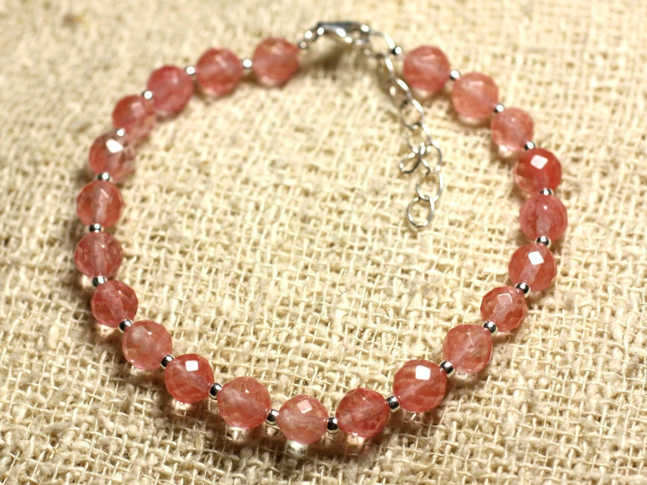 Bracelet Argent 925 et Quartz Cerise 6mm pour sublimer vos tenues