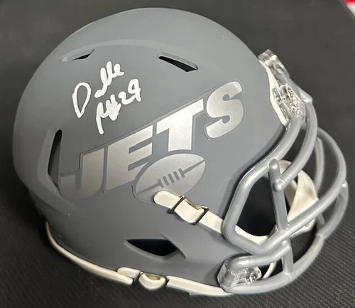 DARRELLE REVIS SIGNED AUTO NEW YORK JETS SLATE MINI HELMET BECKETT/BAS WITNESSED