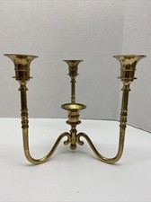 Vintage Brass 3 Arm Tabletop Candelabra Candlestick Holder Holds 4 Candles 7.5