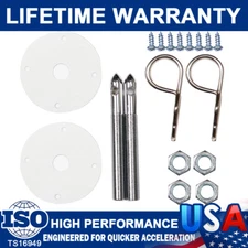 1016 Stainless Steel Chrome Hood Pin Pins Plate Lock Clip Kit Hair-Pin Universal