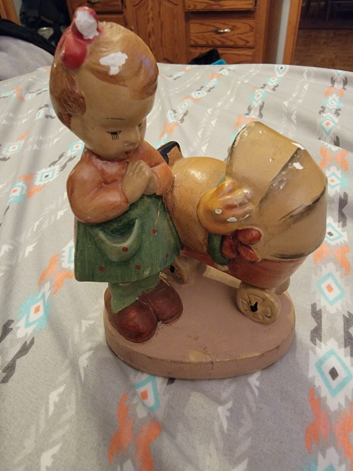 Vintage Reproduction Hummel Goebel Figuring Girl Praying Buggy Doll Rare 1960s
