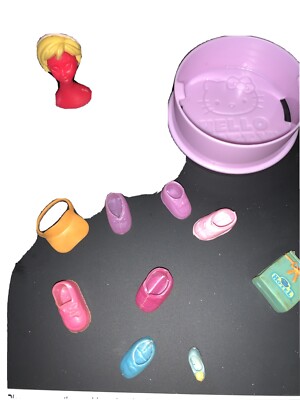mattel barbie accessories polly pocket, hello kitty wig kelly shoes