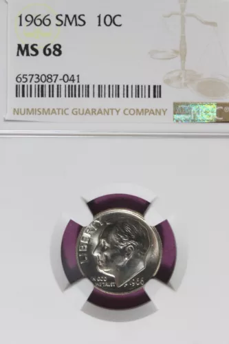 1966 SMS- NGC 10C MS68 ROOSEVELT DIME #B47394