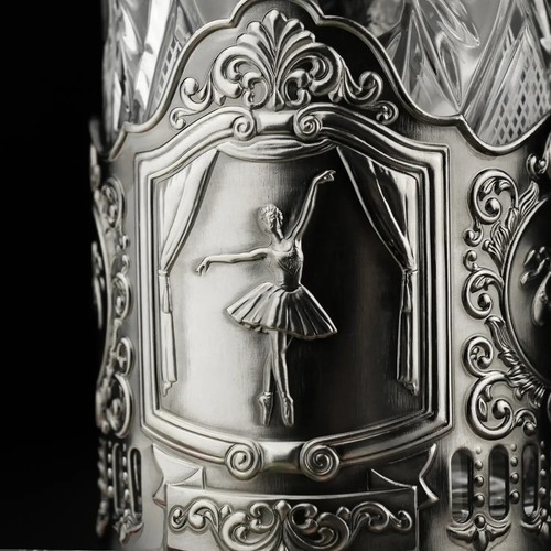 Ballerina Glass Holder Podstakannik nickel-plated Подстаканник Балерина - Picture 3 of 8