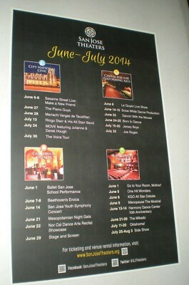 Poster -SAN JOSE Ca Theaters 2014 schedual ringo star jersey boys ballet tour  *