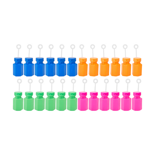 1x 24 Pack* MINI BUBBLE BOTTLES - COLOURFUL KIDS BIRTHDAY PARTY SUPPLIES FAVOURS - Picture 4 of 6