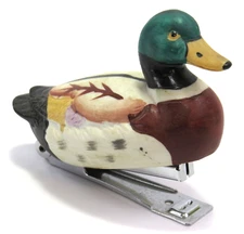 J.S.N.Y. Taiwan Vintage Ceramic Hand Painted Figural Duck Desktop Stapler - Read