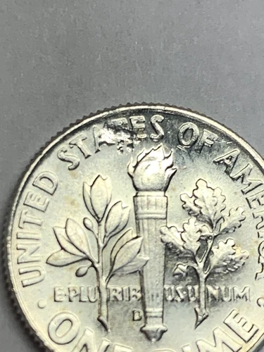 1964-D Roosevelt Dime, BU,90% silver, Reverse Error On The Letter T In STATES