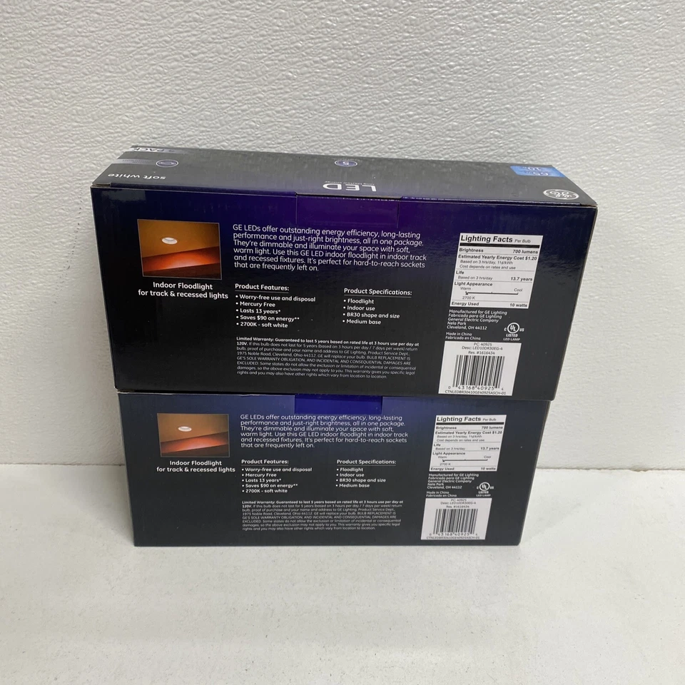 GE LED BR30 Floodlight Bulb Dimmable 10 Watt (65w Replace) Soft White 8-PACK #i6 - Image 3 of 4