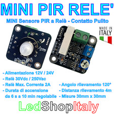 Sensore PIR movimento passaggio presenza Miniatura compatto Timer Made in Italy