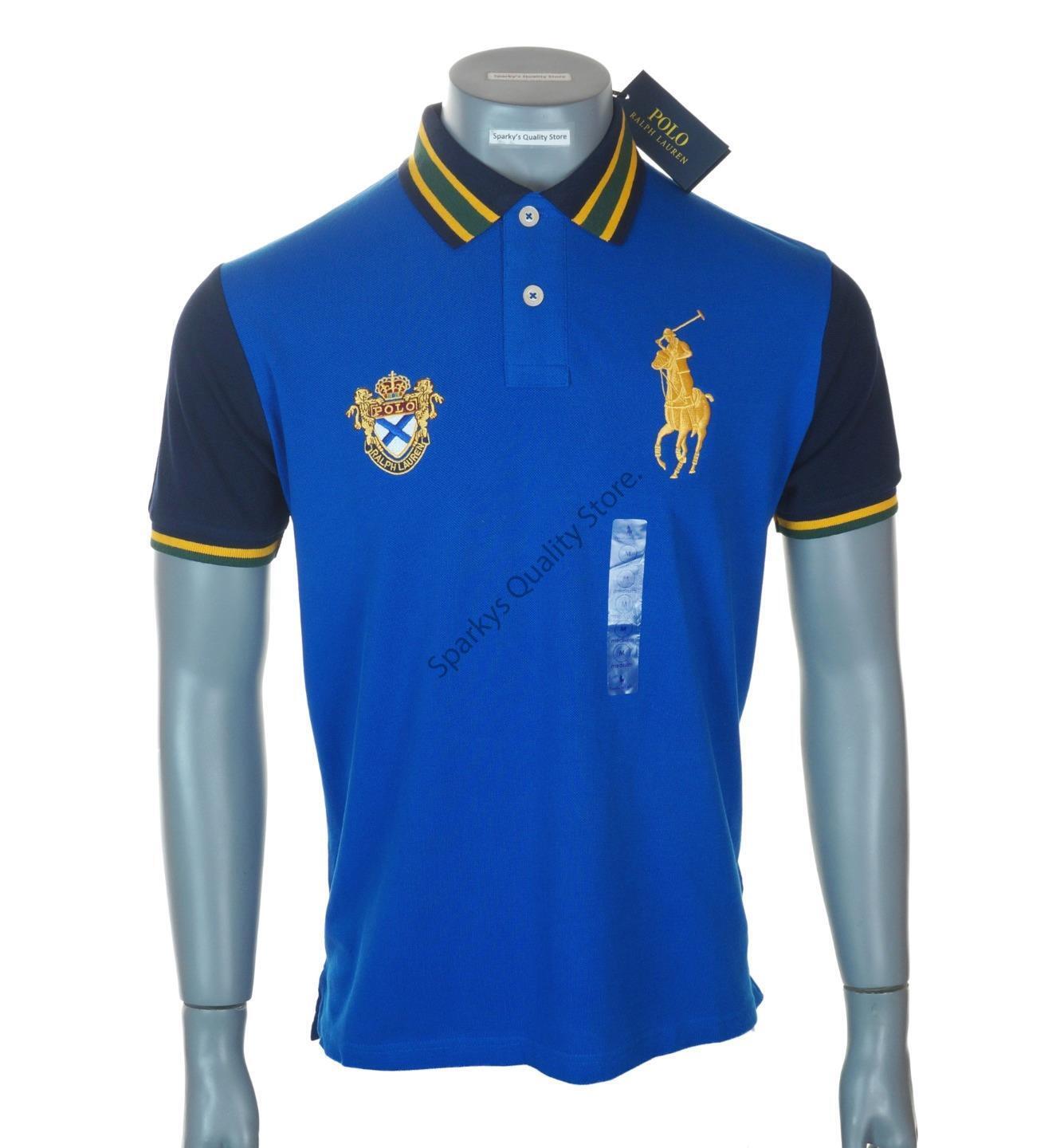 beet Tijd kroon New Men's Authentic Ralph Lauren Big Pony Polo Shirt Slim Fit Stretch Royal  Blue | eBay