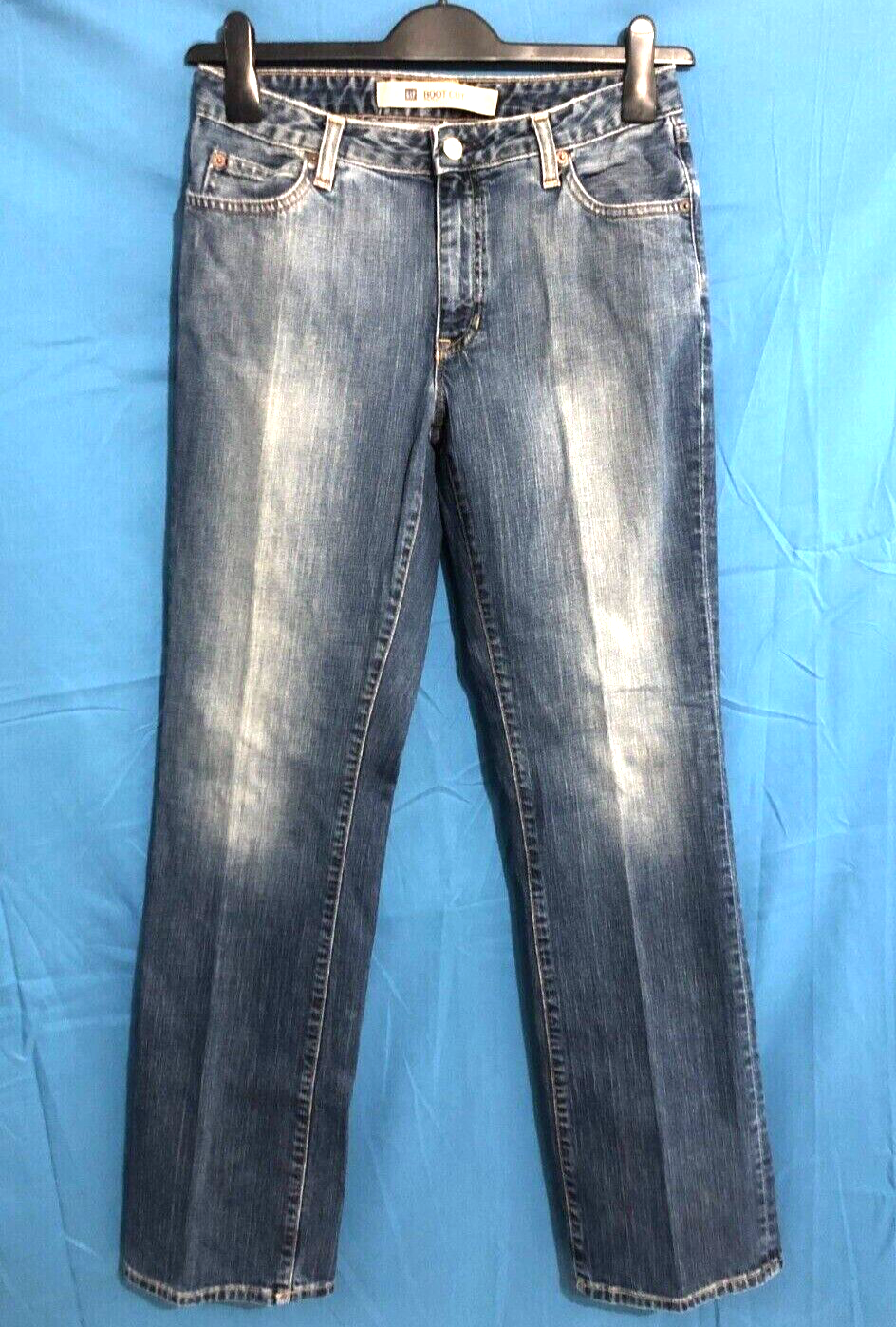 VTG GAP Women's Blue Denim BOOT CUT STRETCH Mid-Rise STRAIGHT LEG Jeans Sz 8 R