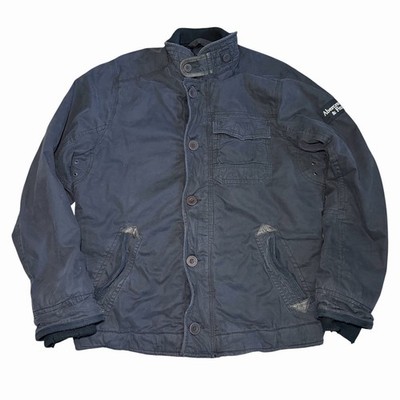 Vintage Abercrombie & Fitch Mens Utility Jacket XL Distressed Navy NWT Y2K Grail
