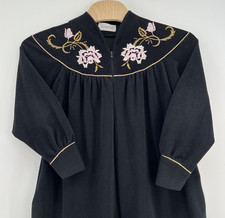 Vtg Vanity Fair Black Velour Robe Size Small Zip Front Embroidered Made in USA