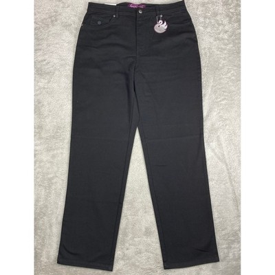 Gloria Vanderbilt Amanda Black Tapered Leg Stretch Jeans Womens 14 Average NWT