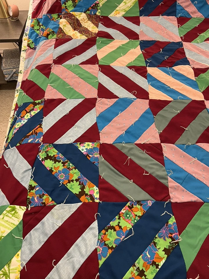 Multi Colored “crazy Quilt” Granny Handmade Vintage - Image 3 of 4