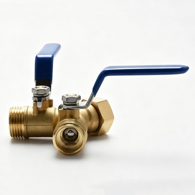 Dual Control Garden Hose Splitter 3/4'' 2-Way Brass Y Connector for Car Wash
