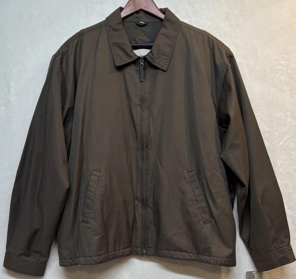 Vtg Fieldmaster Mens Jacket 2XL Olive Brown Cotton Nylon Zip Deadstock 80s 90s