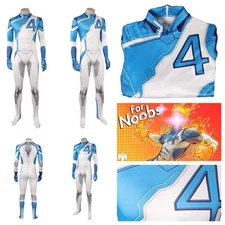 Rivals:Fantastic Four Human Torch Cosplay costume Blue Marvel Jumpsuit Bodysuit