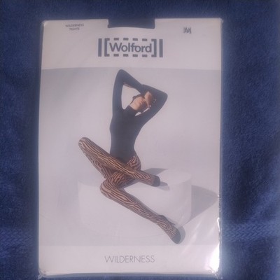 Wolford Wilderness Tights, (Tiger stripe), Size Medium in Black/Black