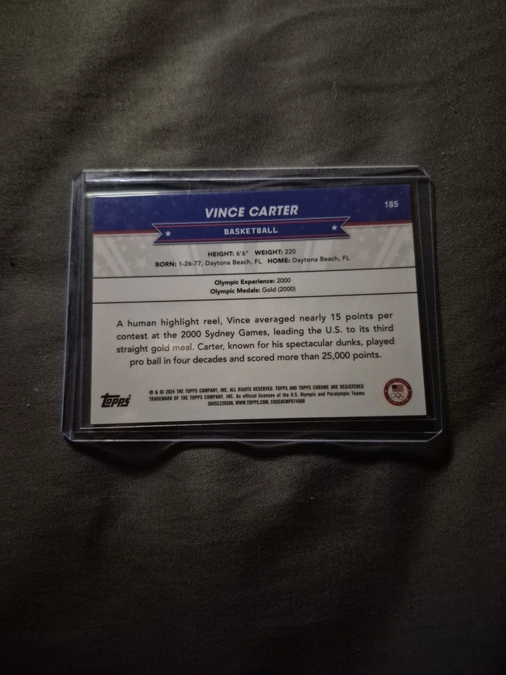 2024 Chrome US Olympic & Paralympic Team and Hopefuls /199 Vince Carter #185 HOF - Image 2 of 2