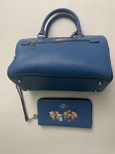 Coach Blue Leather Peanuts Snoopy Rowan Satchel Bag W/ tag Wallet Without Tag