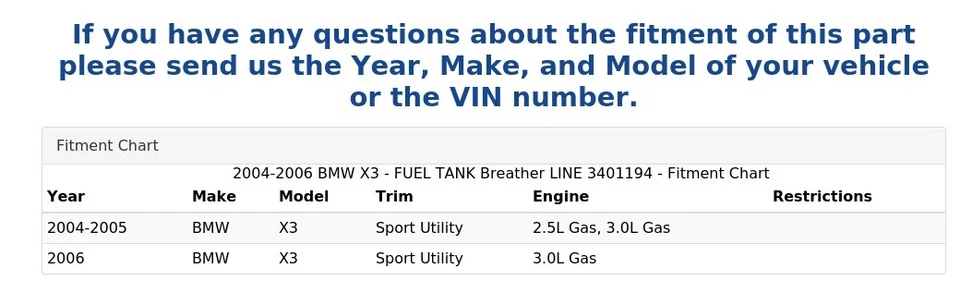 2004-2006 BMW X3 - FUEL TANK Breather LINE 3401194 - Imagem 4 de 4