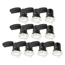 Set of 10 White Fixed GU10 Fire Rated Recessed Ceiling Downlights