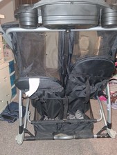 Baby Trend Double Jogger Stroller Black Folding Cup Holder Canopy Air Tires