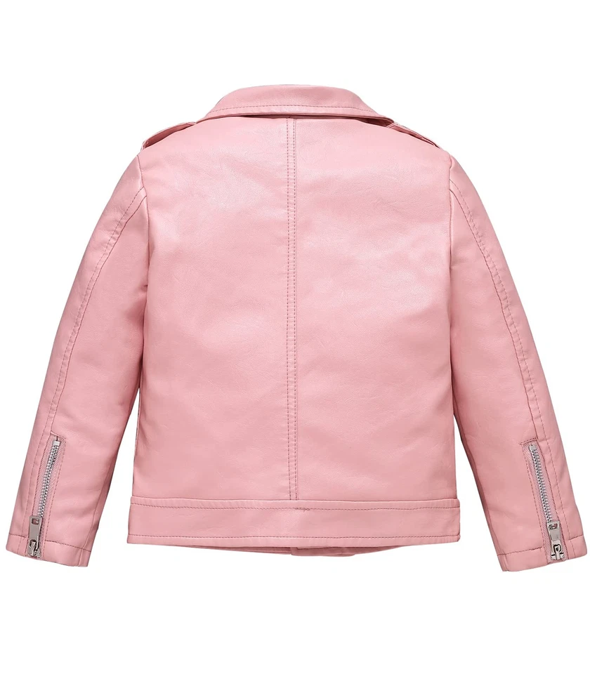 Chaqueta de motociclista de cuero sintético para niños niñas abrigo primavera otoño Foto 2 de 4