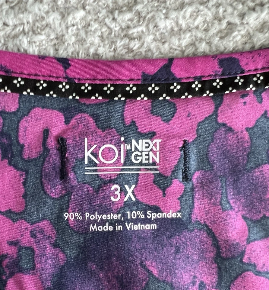 Koi Next Gen Scrub Top Women’s Sz 3X Pink Cheetah Azalea Stretch Nursing Medical - Image 2 of 4