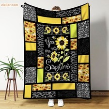 You Are My Sunshine Fleece Blanket Gift, Personalized Sunflower Design Throw