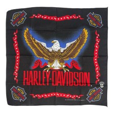 Vintage Harley Davidson Bandana Eagle Denim Print Biker 90s USA Made
