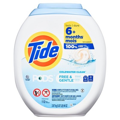 Tide PODS Free and Gentle Liquid Laundry Detergent Pacs, Hypoallergenic