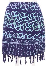 Kurzer Wickelrock mit Fransen, Strandrock - blau